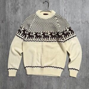 Vintage Kingsport Moose Nordic Knit Crew Neck Sweater S/M